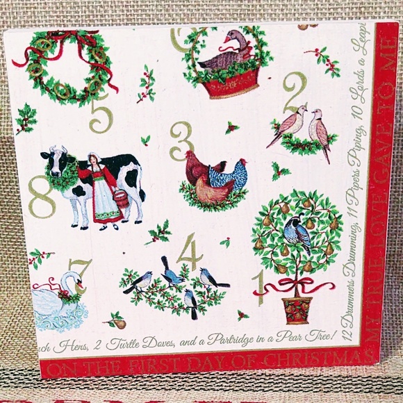 HANDCRAFTED TIERED TRAY DECOR/MINI WOOD SIGN/12 DAYS OF CHRISTMAS HOME DECOR - Picture 1 of 1